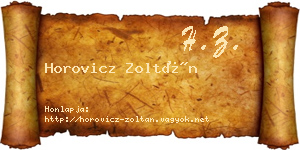 Horovicz Zoltán névjegykártya